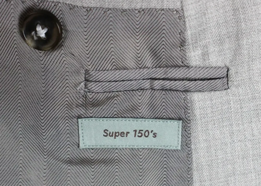 Canali Suit Jacket 52 (62 EU) Beige Woven Super 150s Wool Two Button Coat Italy